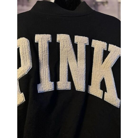 VS PINk fleece french terry snap front varsity Jacket/coat xxl - Picture 7 of 9